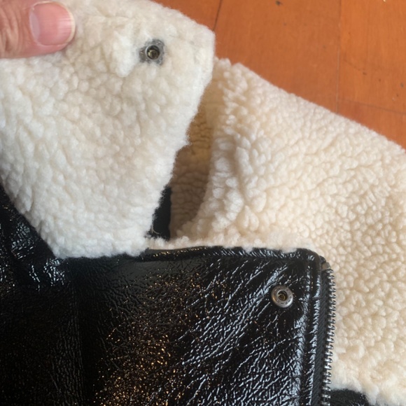 Oversized Faux Leather with Shearling Aviator Jacket Size XS - Picture 3 of 10